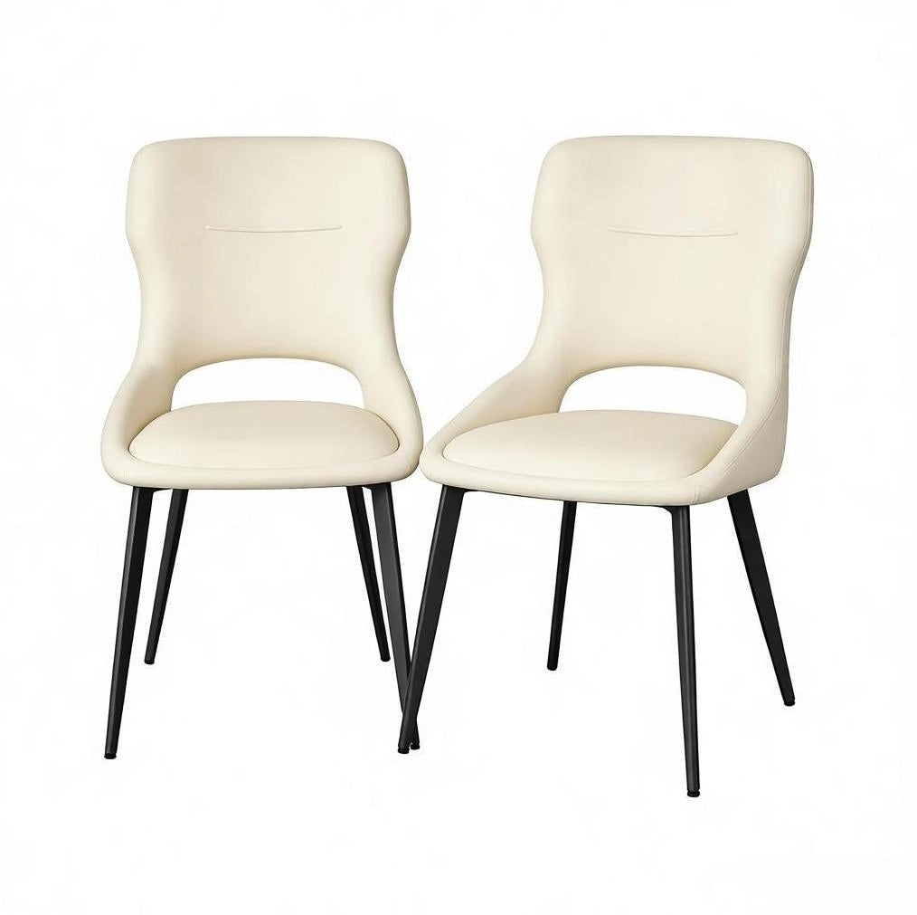 Sedia da pranzo 43x40x86 cm in ciniglia beige, set da 2, schienale traforato