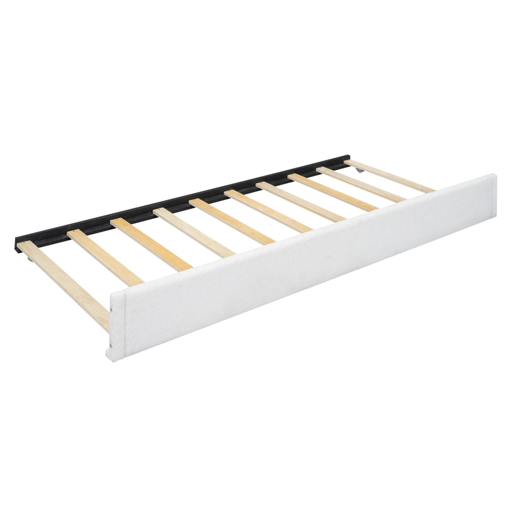 LETTO 140x200 cm con letto estraibile laterale Bianco in Plush e MDF