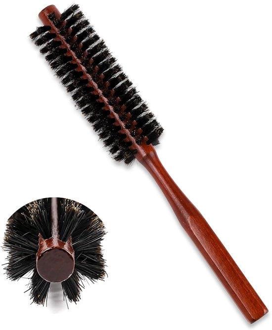 Borsetto a forma rotonda per lo stile - Manico ergonomico - Dimensione miniatura - Portatile - Per asciugare e stileare i capelli