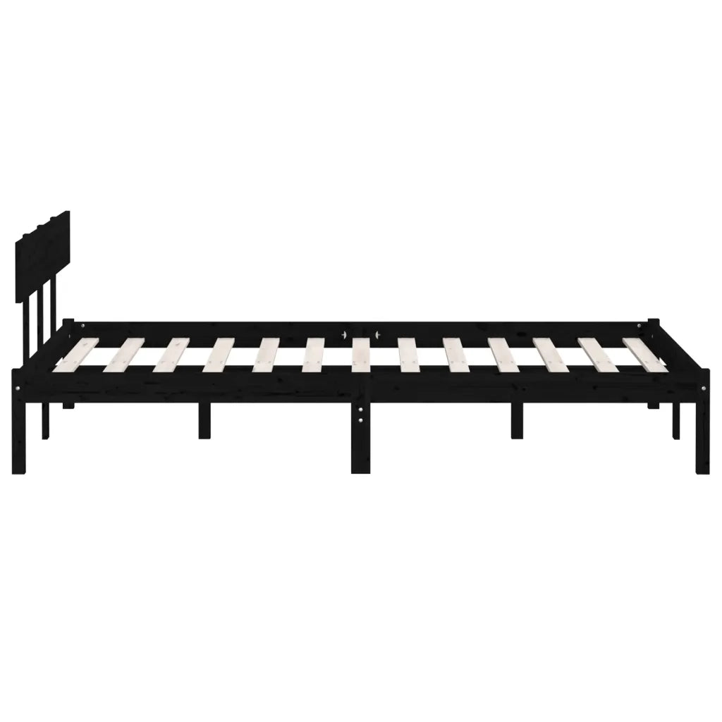 Giroletto-Struttura Letto Nero in Legno Massello 135x190 cm Double 787413
