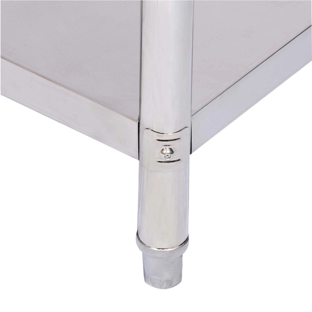 Tavolo da lavoro in acciaio inox 120 x 60 x 85 cm con ripiano inferiore e piedi regolabili