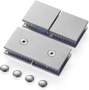 Connettore quadrato senza cornice in vetro - Pannello vetroresina fissa - Connessione vetro-vetro angolare - Acciaio inossidabile 304 - Diametro vetro 8-12 mm - 2 pezzi - Acciaio borchiellato a nichel