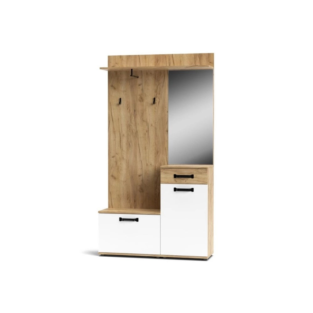 Mobile ingresso rovere bianco con scarpiera e specchio Mosso MO6
