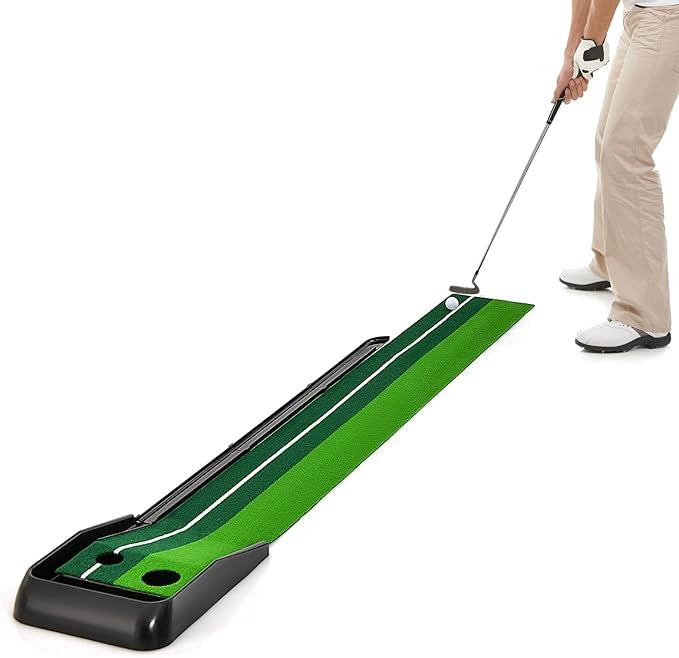 Tappetino da Golf per Interni ed Esterni, Tappetino per Putting Green con Ritorno Automatico della Palla e 1/2/3 Dimensioni di Buche per Allenarsi a Casa o in Ufficio