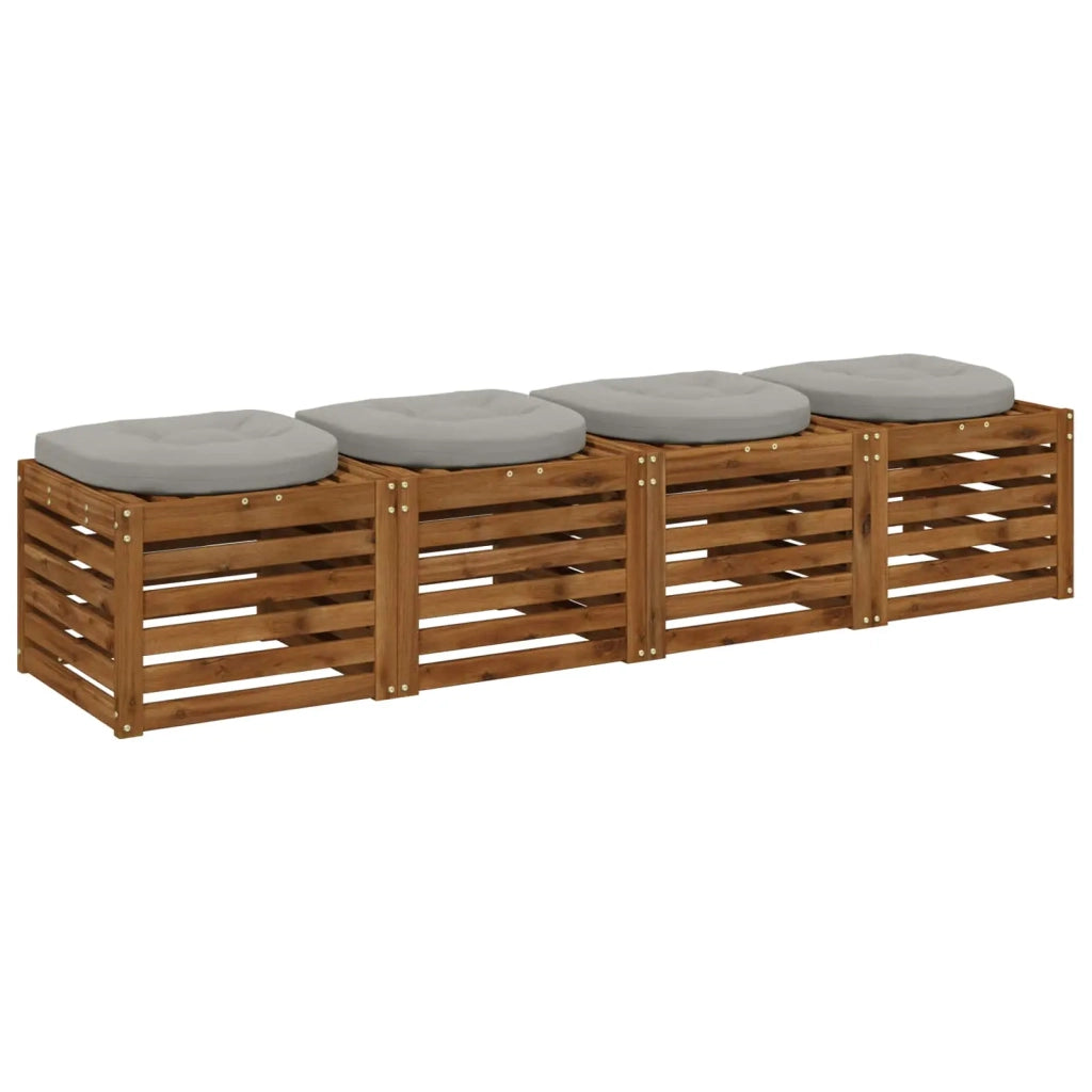 Cuscini per Sedia in 4 Pezzi 4 pz 100% Poliestere Grigio 945329