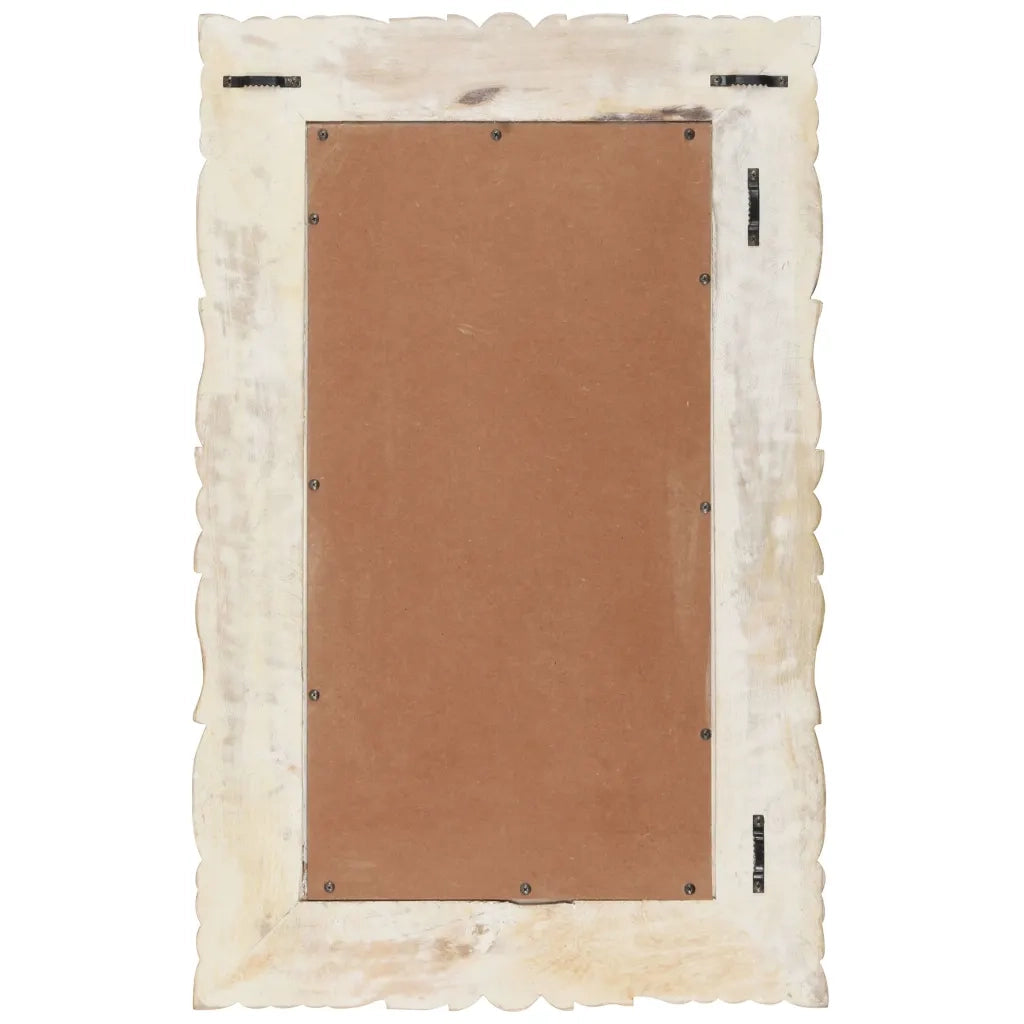 Specchio-Specchio Decorativo Bianco 80x50 cm in Legno Massello di Mango