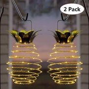 Set di 2 lampioni solari appesi per esterno - Lampada solare idrorepellente a forma di ananas con 60 LED per giardino, cortile, veranda, prato, giardino posteriore, vialetto, terrazza e giardini esterni.