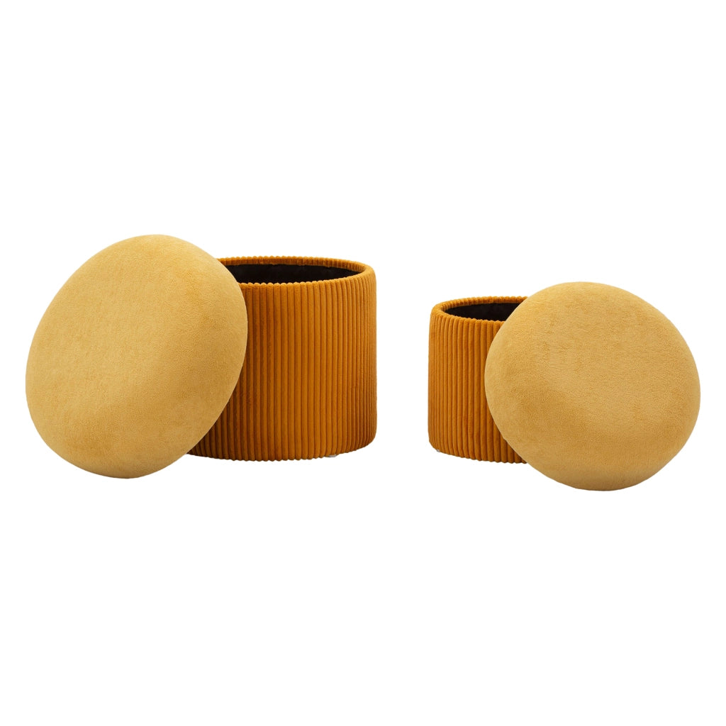 Outjo, Pouf Contenitore set da 2, 42x42x44h cm Arancione