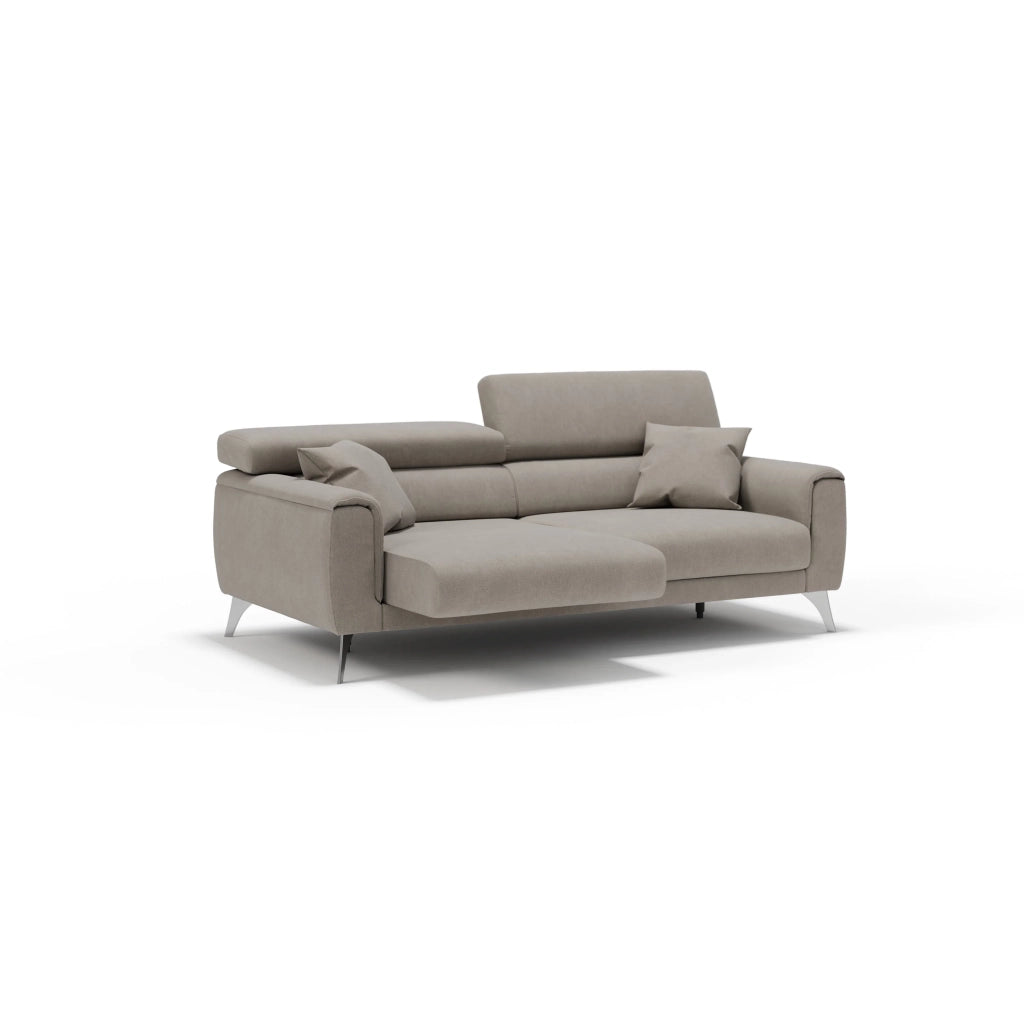 Caravaggio Divano con sedute allungabili e poggiatesta reclinabili in tessuto impermeabile T02 199 cm beige