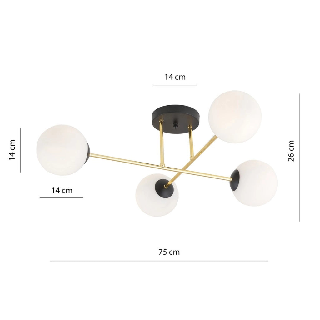 Lampada a sospensione Magnum con struttura in metallo nero e oro
