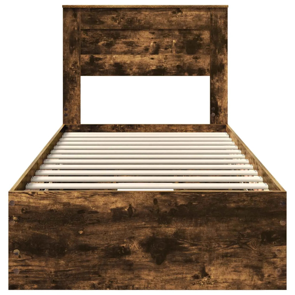 Letto singolo | Letto per adulti | Struttura del letto con cassetto Rovere fum¨¦ 100 x 200 cm