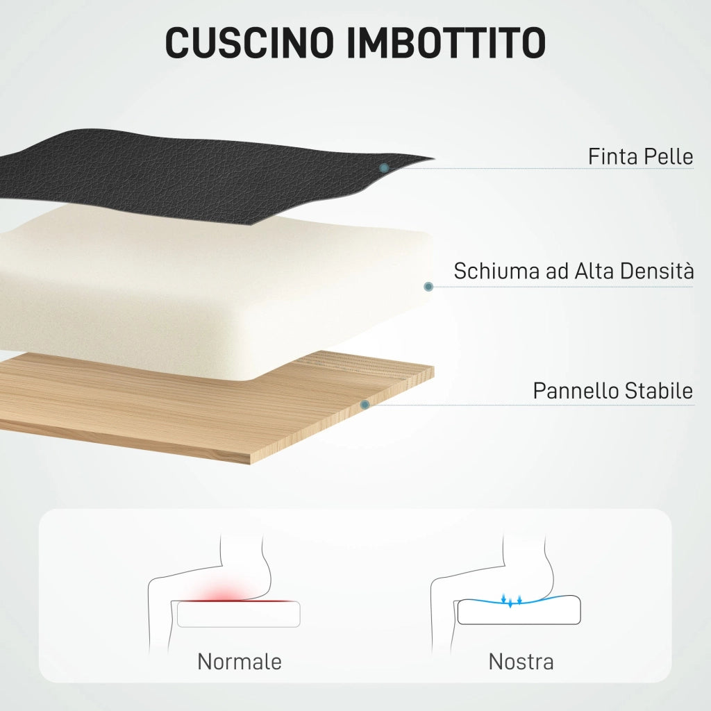 Sedia da Ufficio Massaggiante e Riscaldata Poggiapiedi in Pelle PU Nero