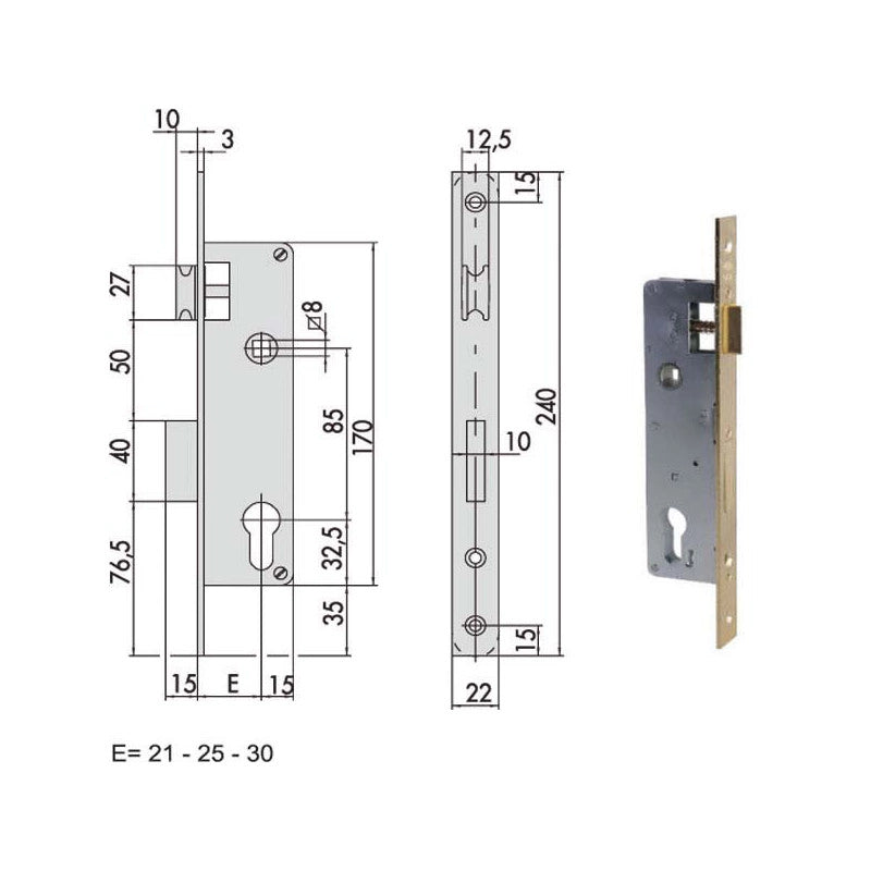 Serratura Infilare Legno 5C011-30-0 Cisa