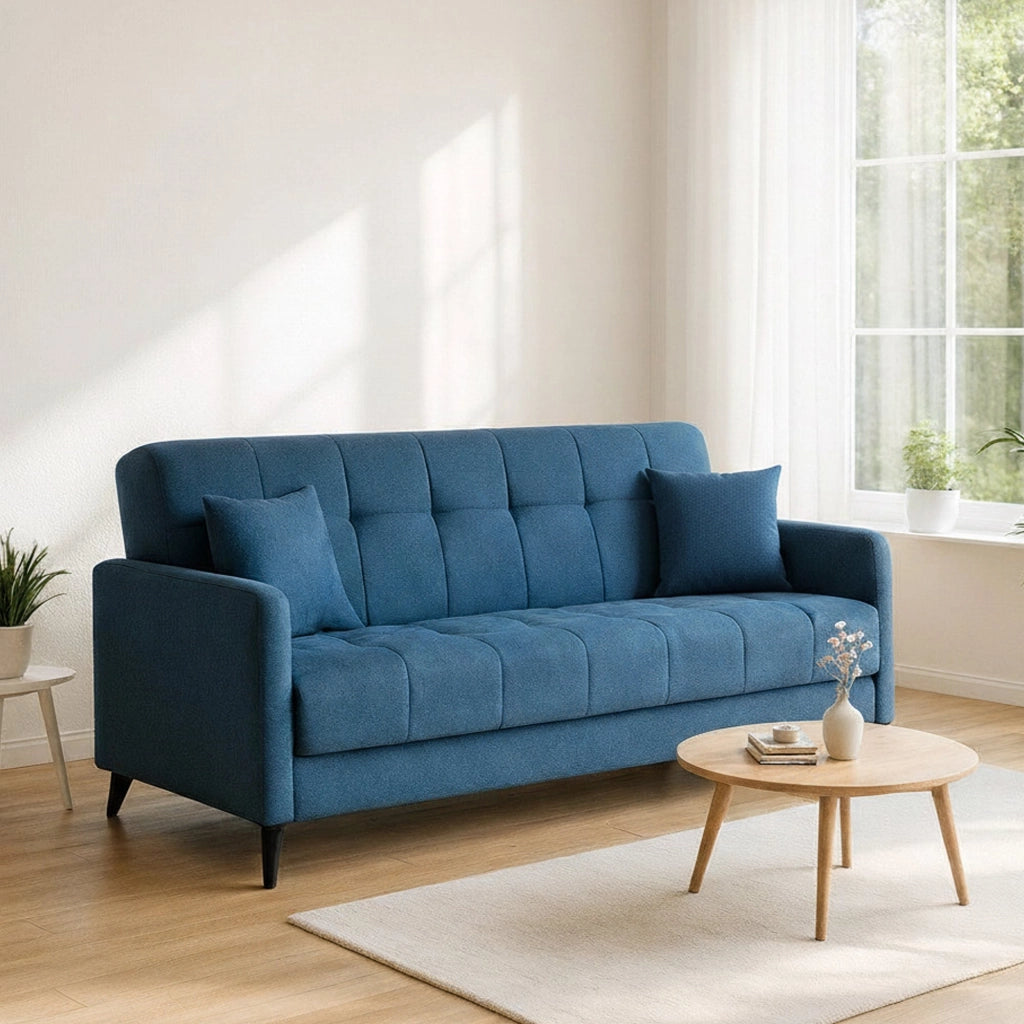 Novalesa, Divano Letto 3 Posti Contenitore, 211x92 cm Grigio Chiaro