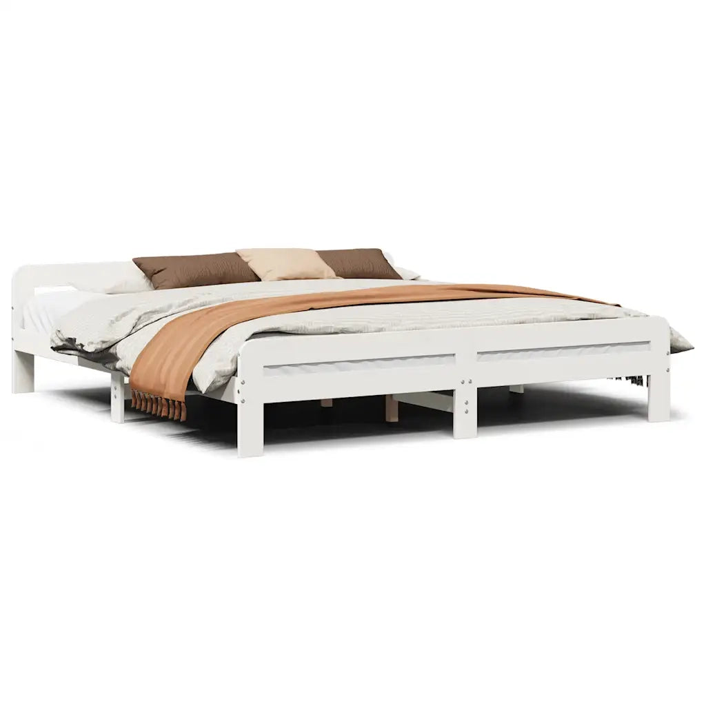 Letto senza Materasso Bianco 180x200 cm Legno Massello di Pino 855464