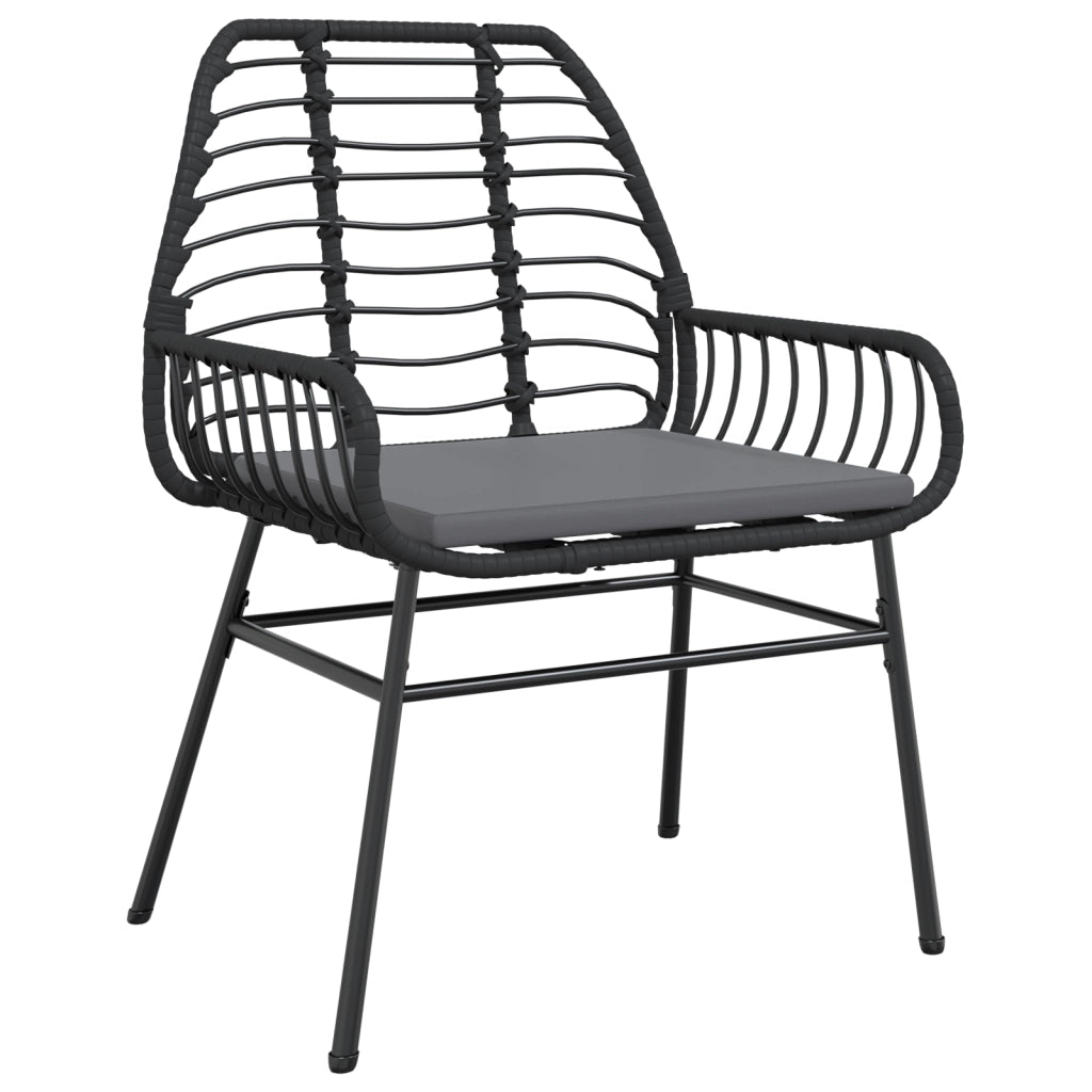 Set da Pranzo da Giardino 9 Pezzi con Cuscini Rattan Polyrattan Nero