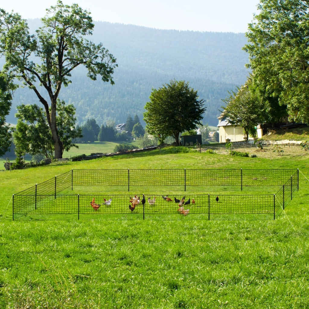 Kit recinzione rete per galline 50 m con porta 15 picchetti doppia punta