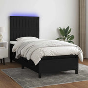 Letto a Molle con Materasso e LED-Struttura Letto con Materasso Nero 80x200 cm in Tessuto 308042