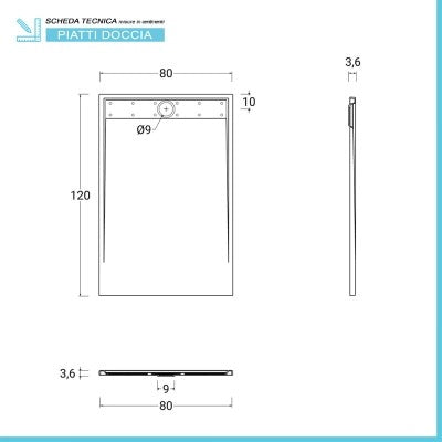 Piatto doccia 80x120 bianco pietra in resina riducibile con canalina Argo
