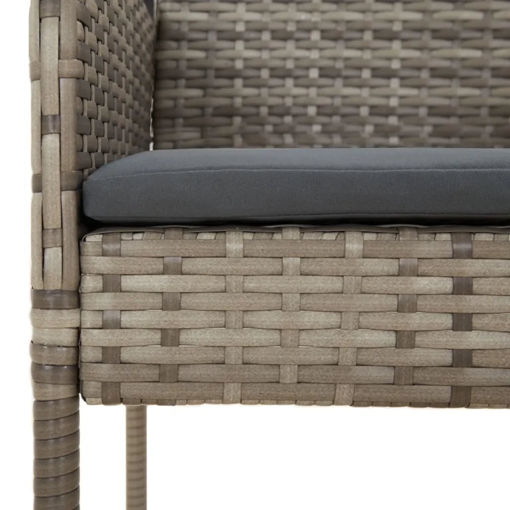 Set da Pranzo Giardino 5pz Nero e Grigio con Cuscini Polyrattan 3185150