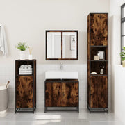 Mobile Lavabo Bagno-Armadietto da bagno Rovere Fumo 65x33x60 cm Legno Multistrato 582392