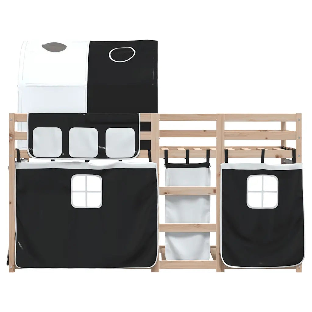 Letto a Castello senza Materasso Bianco e Nero 90x190cm in Pino 3284027