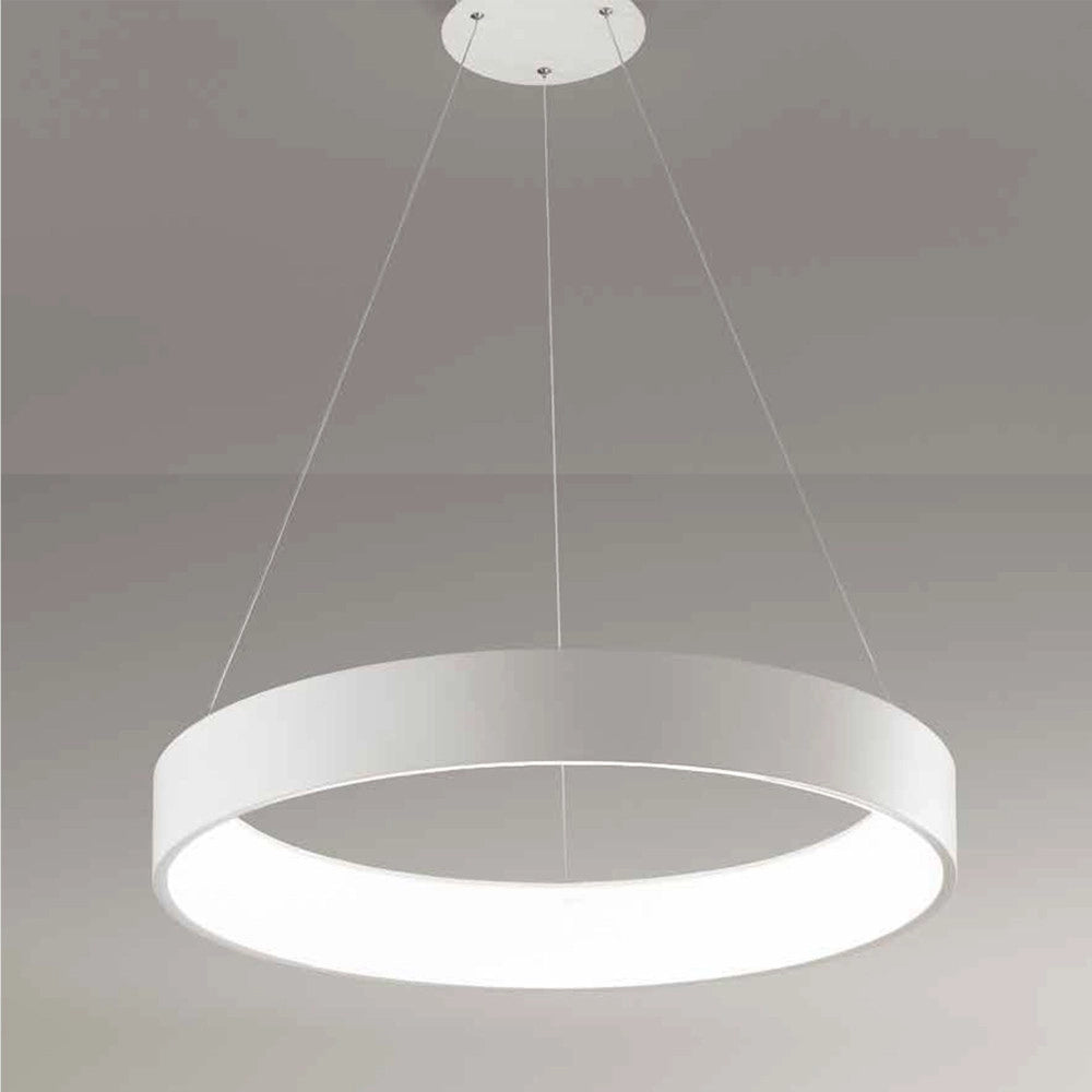 Trade Shop - Lampadario Lampada Anello Argento 45cm Luce Led Soffitto Sospensione Pendente -