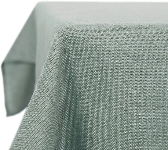Tavolino con tovaglia acqua resistente stile lino 130x280 cm colore verde scuro