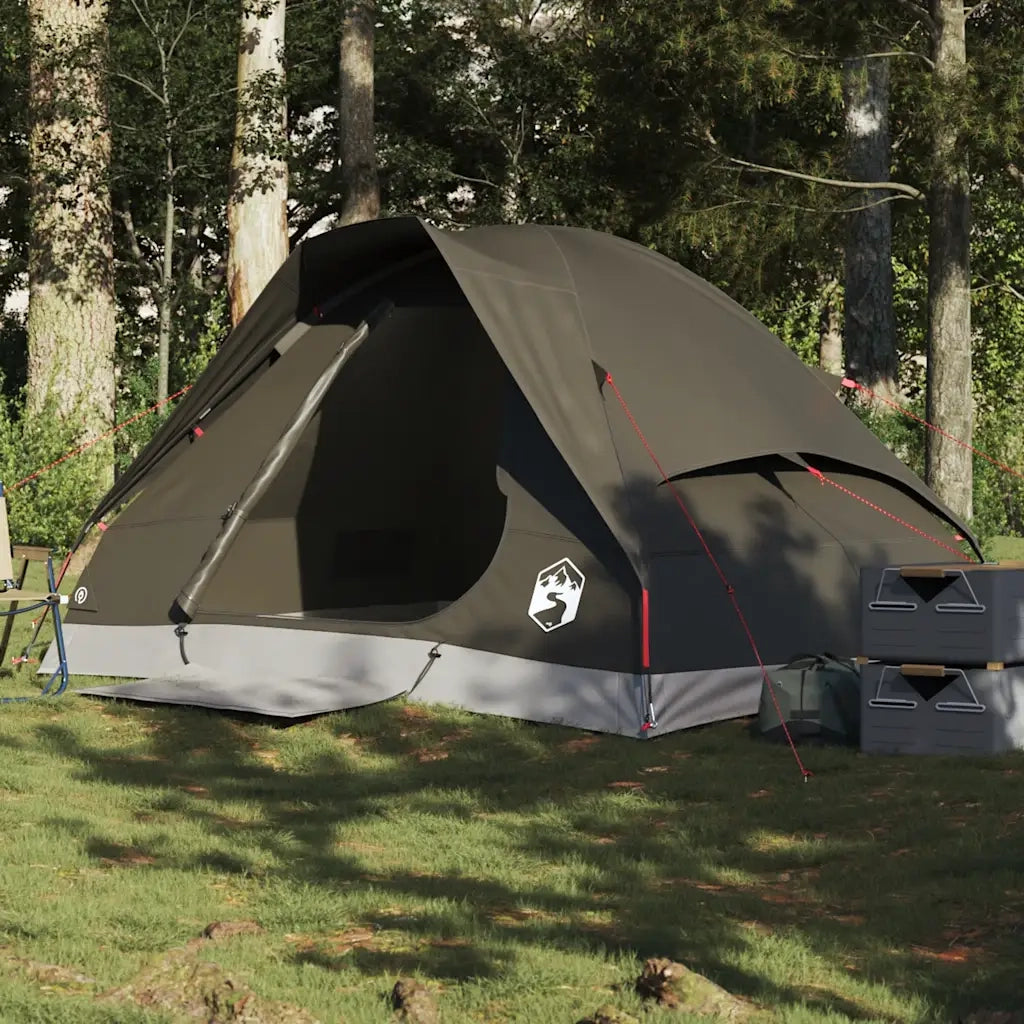 Tenda da Campeggio a Cupola per 2 Persone-Tenda per Escursionismo Marrone Impermeabile 223808
