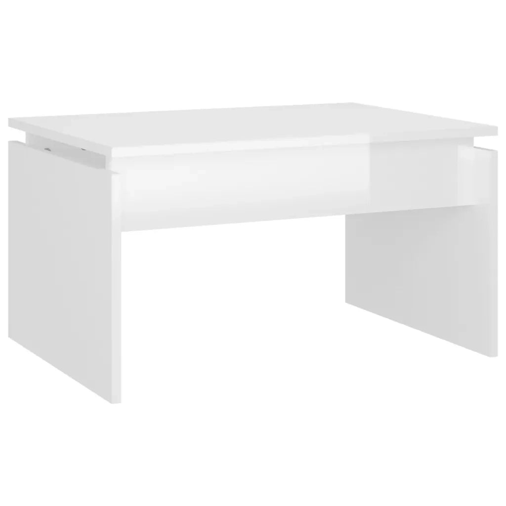 Tavolino da Salotto Bianco Lucido 68x50x38 cm Legno Multistrato 808338