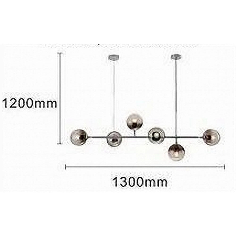 Trade Shop - Lampadario Sospensione 6 Sfere Attacco E27 In Vetro Lampada In Metallo Argento 71652 -