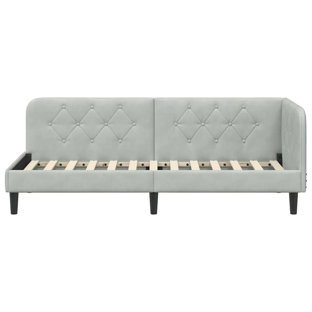 Cornice del letto ad angolo Grigio chiaro 80 x 200 cm Velluto 42016586