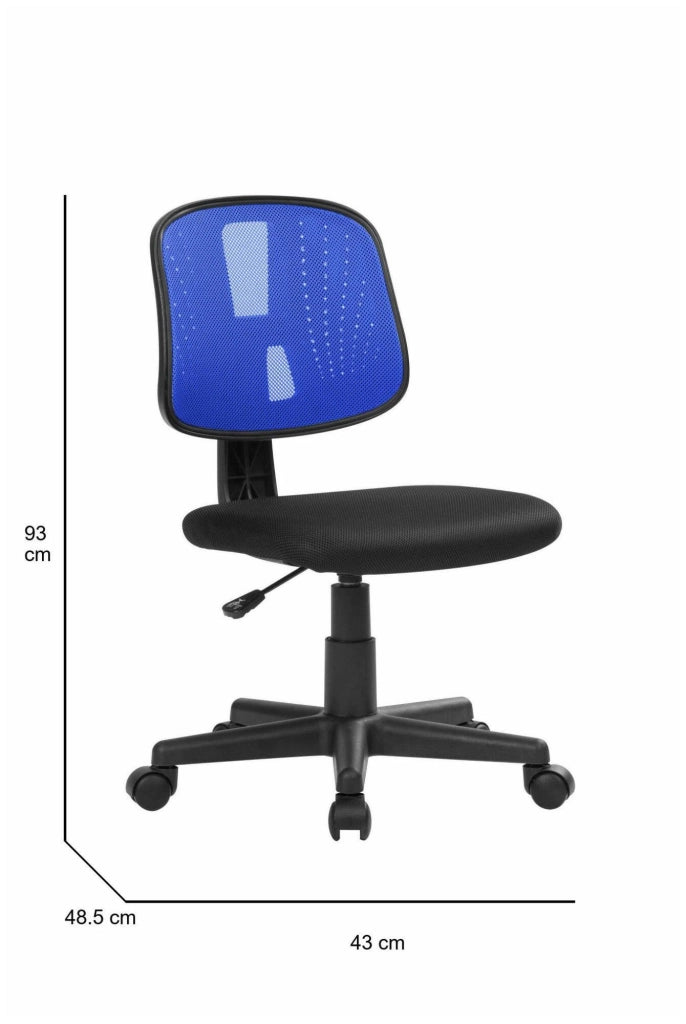 Sedia da ufficio Cefeo, Sedia operativa da ufficio, Seduta ergonomica da ufficio, 49x43h81/93 cm, Nero e Blu