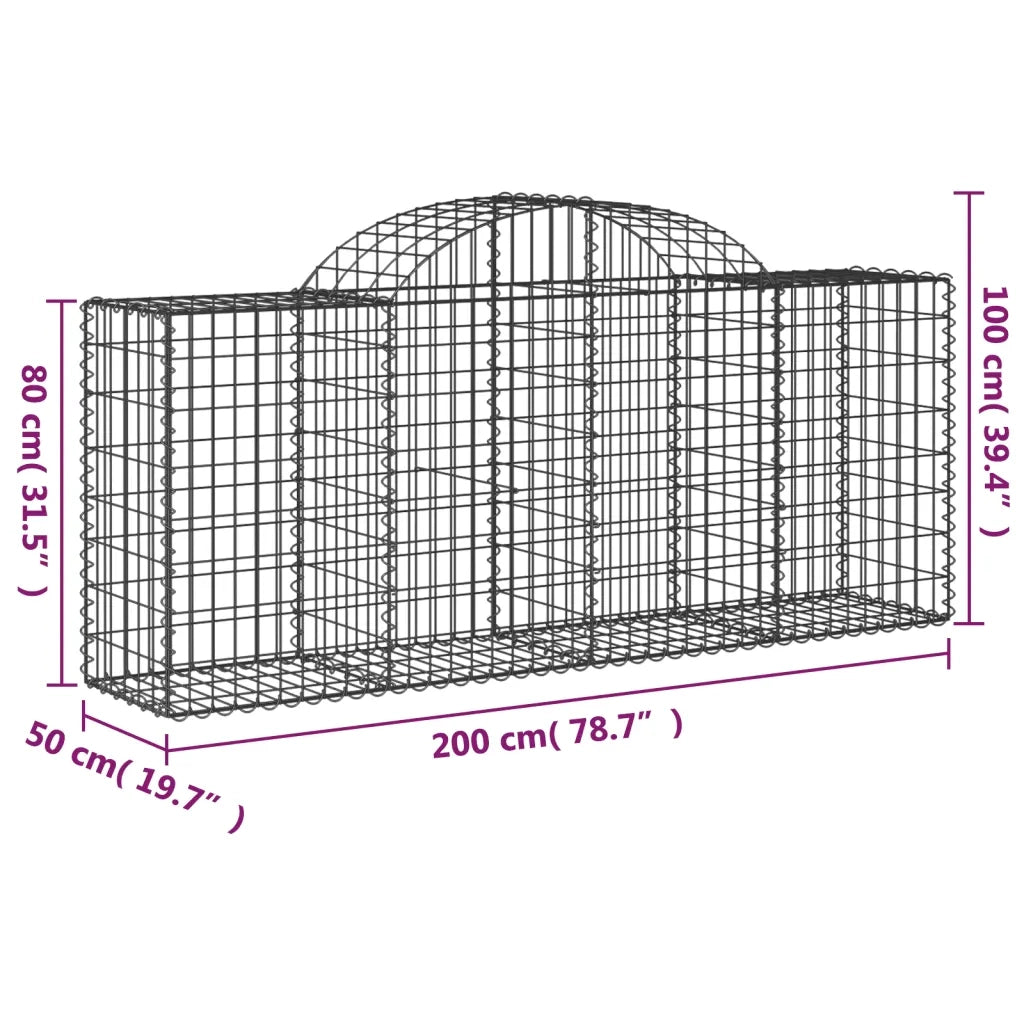 Cesti Gabbioni ad Arco 7 pz 200x50x80/100 cm Ferro Zincato 3146304