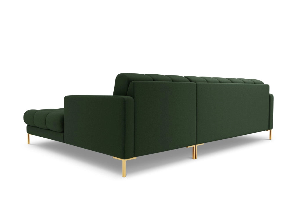 Cosmopolitan Design - Divano angolare destro "Bali" 5 posti in tessuto strutturato verde scuro 