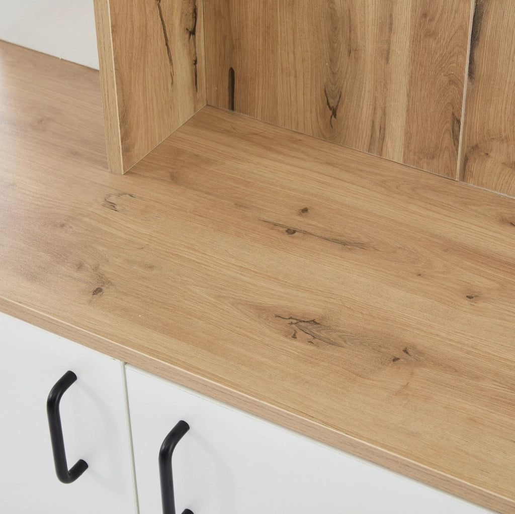 Mobile ingresso salvaspazio 75x33x180 cm in truciolare; colore legno naturale e bianco