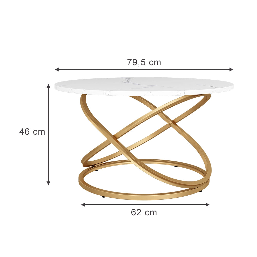 Vicco Tavolino Bianco/Oro 79.5 x 46 cm con ampia superficie di lavoro