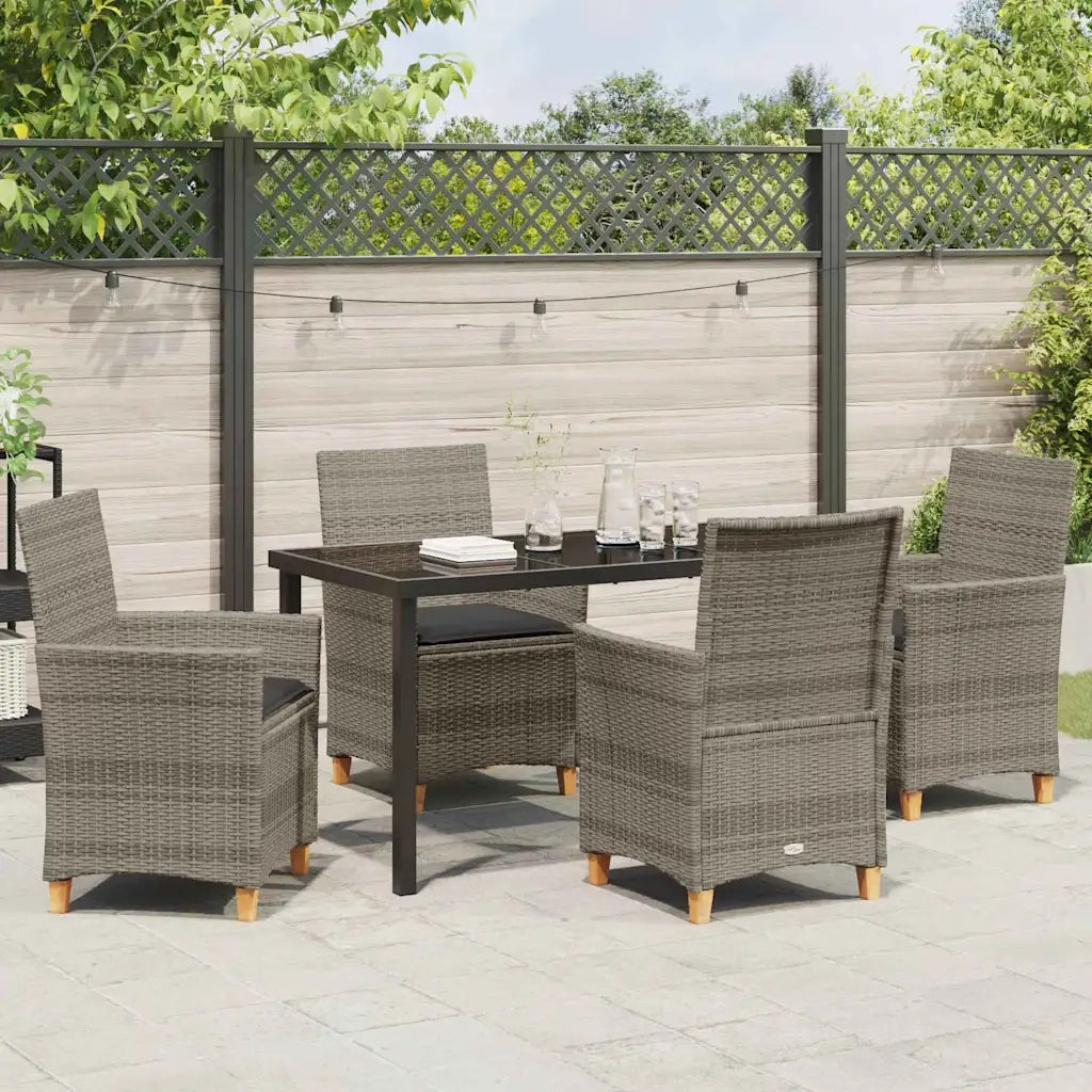 Set da Pranzo per Giardino 5 pcs Grigio polyrattan 3381074
