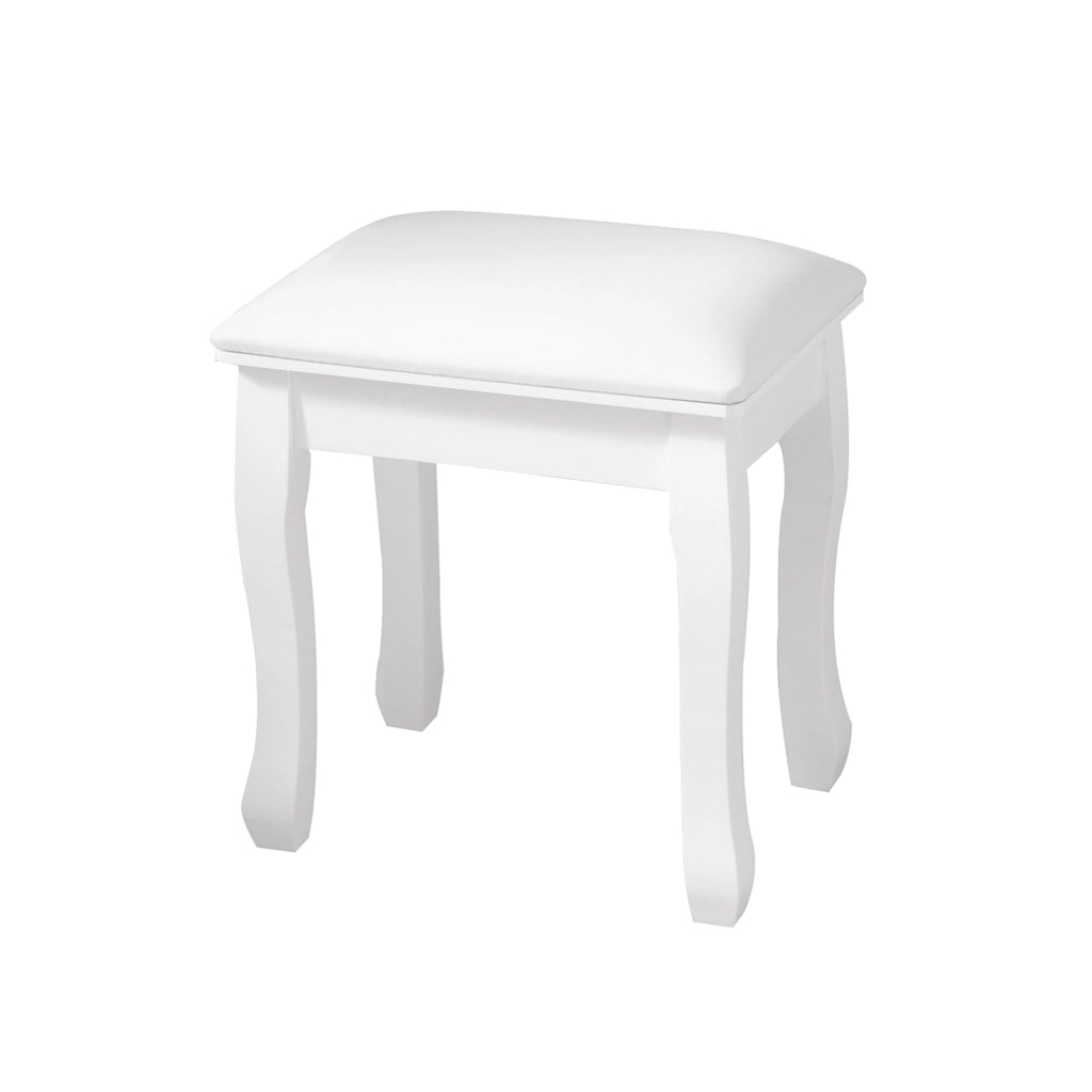 SGABELLO TOELETTA SENZA SCHIENALE IN LEGNO BIANCO