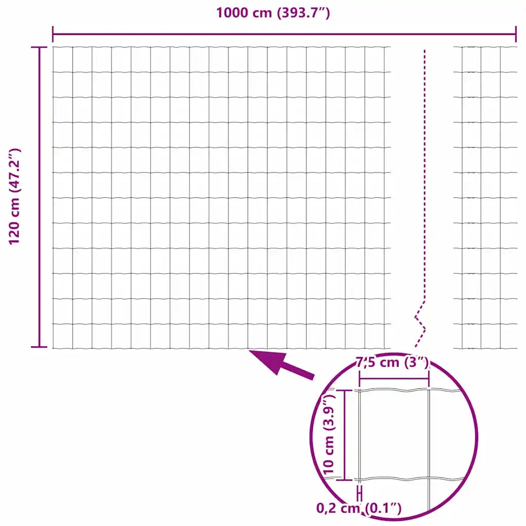 Recinzione Euro 1,2 x 10 m Ferro rivestito in PVC 42004646