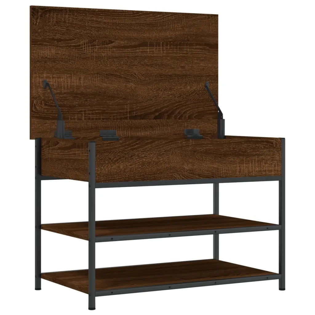 Panca Portascarpe-Sgabello-Panca Scarpiera Rovere Marrone 70x42,5x50cm Legno Multistrato