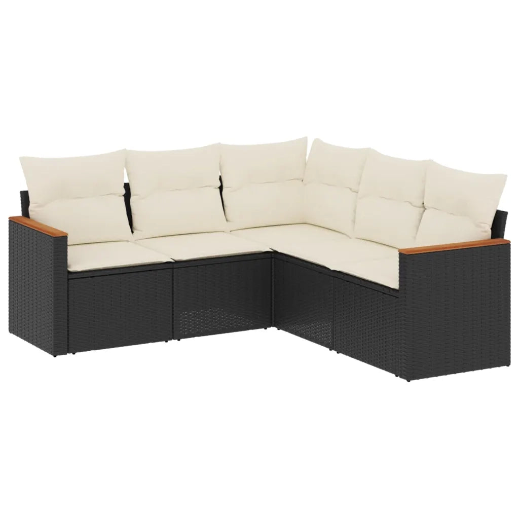 Set Divani da Giardino 5 pz con Cuscini in Polyrattan Nero 3225958