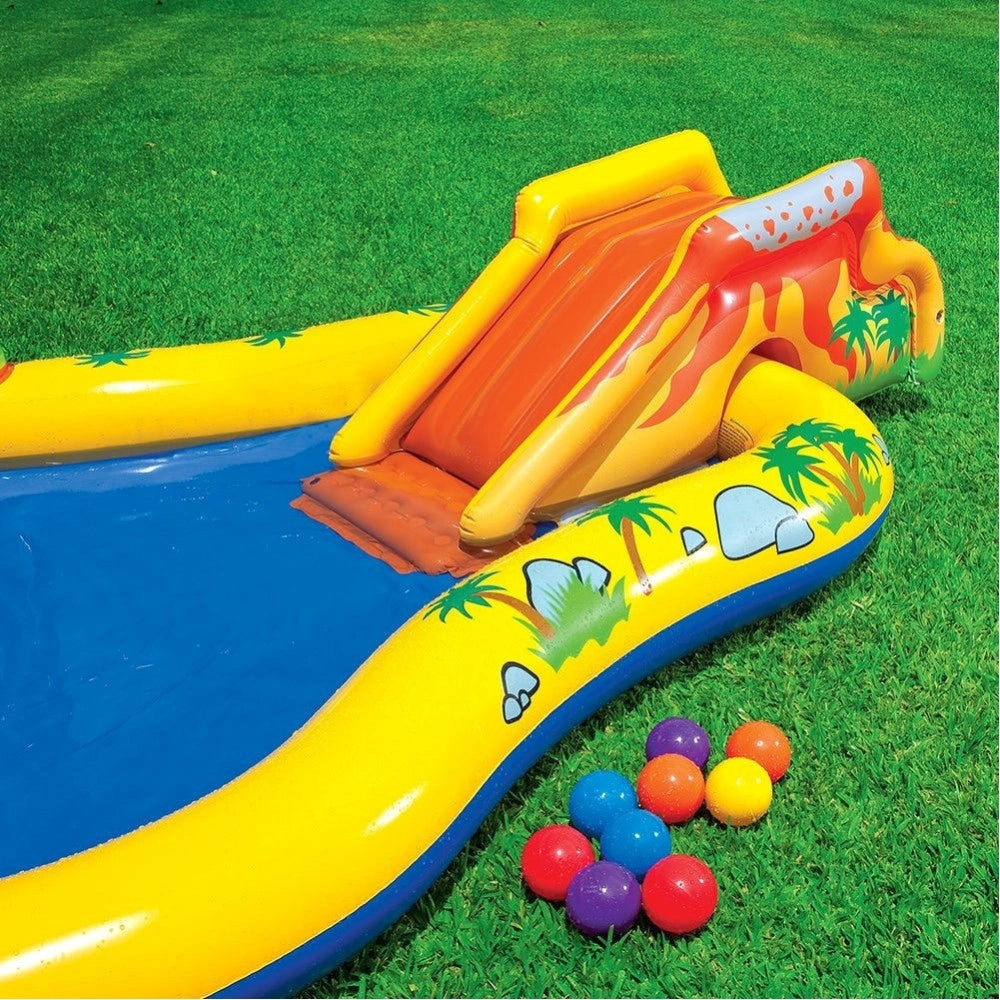 Trade Shop - Piscina Parco Giochi Gonfiabile Con Dinosauro Con Scivolo Canestro Doccia -