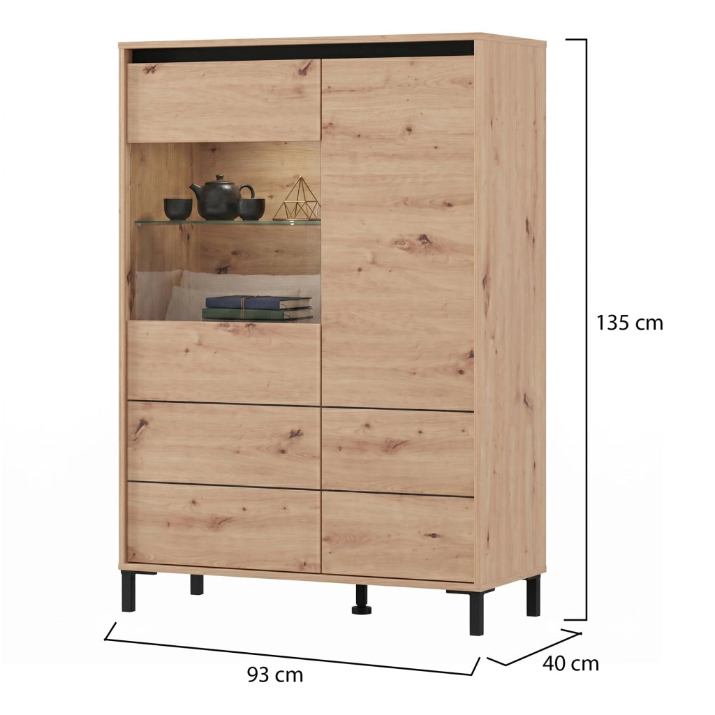 Madia Vignate, Credenza 4 Ripiani, 93x40x135h cm Marrone Rovere Nodi