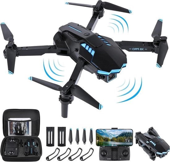 Drone con telecamera 1080p HD WiFi FPV per principianti - Quadcopter con 2 batterie - sensore di gravità - modalità di rotazione 3D - avvio/atterraggio con un solo pulsante - modalità di mantenimento dell'altezza - modalità senzavista