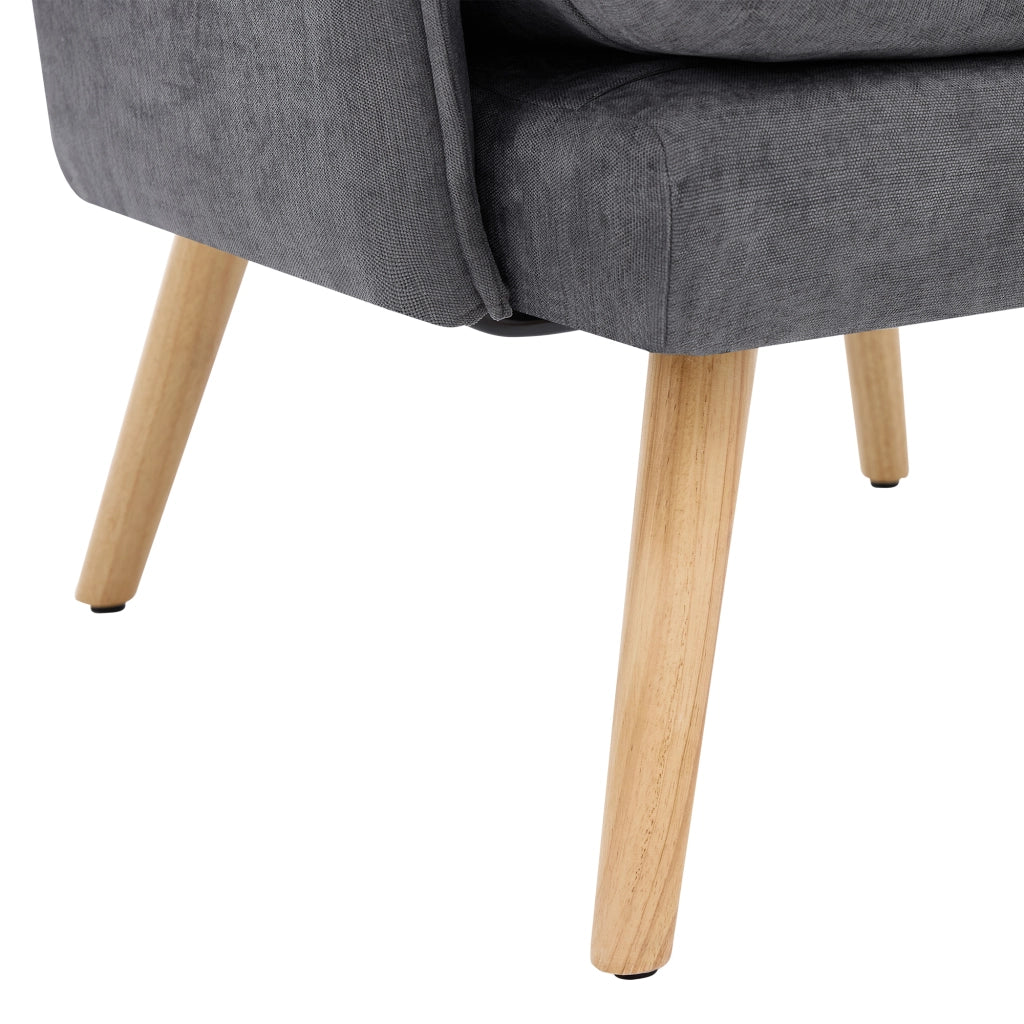 Poltrona Relax con Pouf, schienale regolabile 5 posizioni, tessuto effetto lino grigio