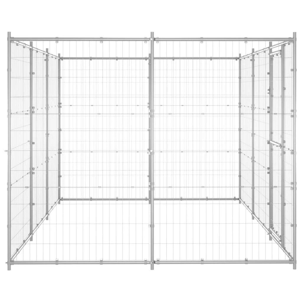 Cuccia da esterno gabbia recinto per animali box esterno per cani in acciaio zincato 7,26 m² 02_0000428