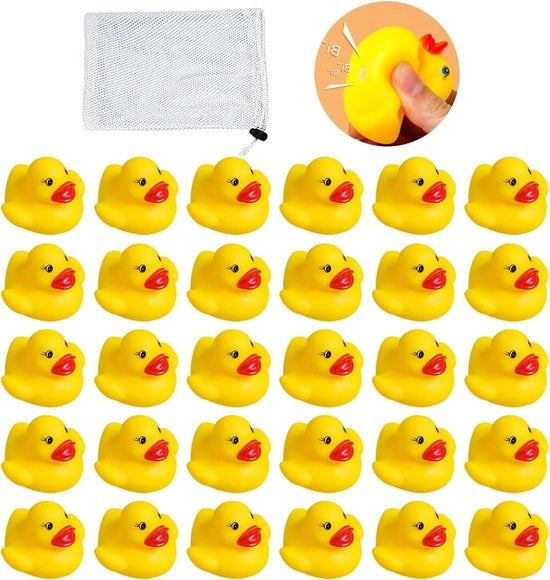 Oca Minatura con Sacchetto a Maglia con Cordoncino e Suono di Gomma - Giocattoli per Bambini per Feste Decorazioni Regali