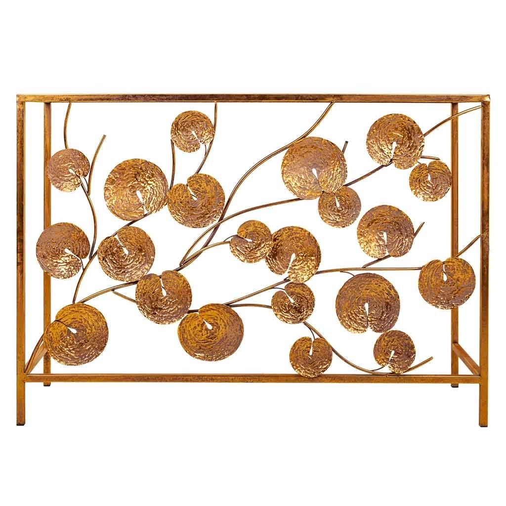 Mobile da ingresso in metallo dorato 100x35x70,5h