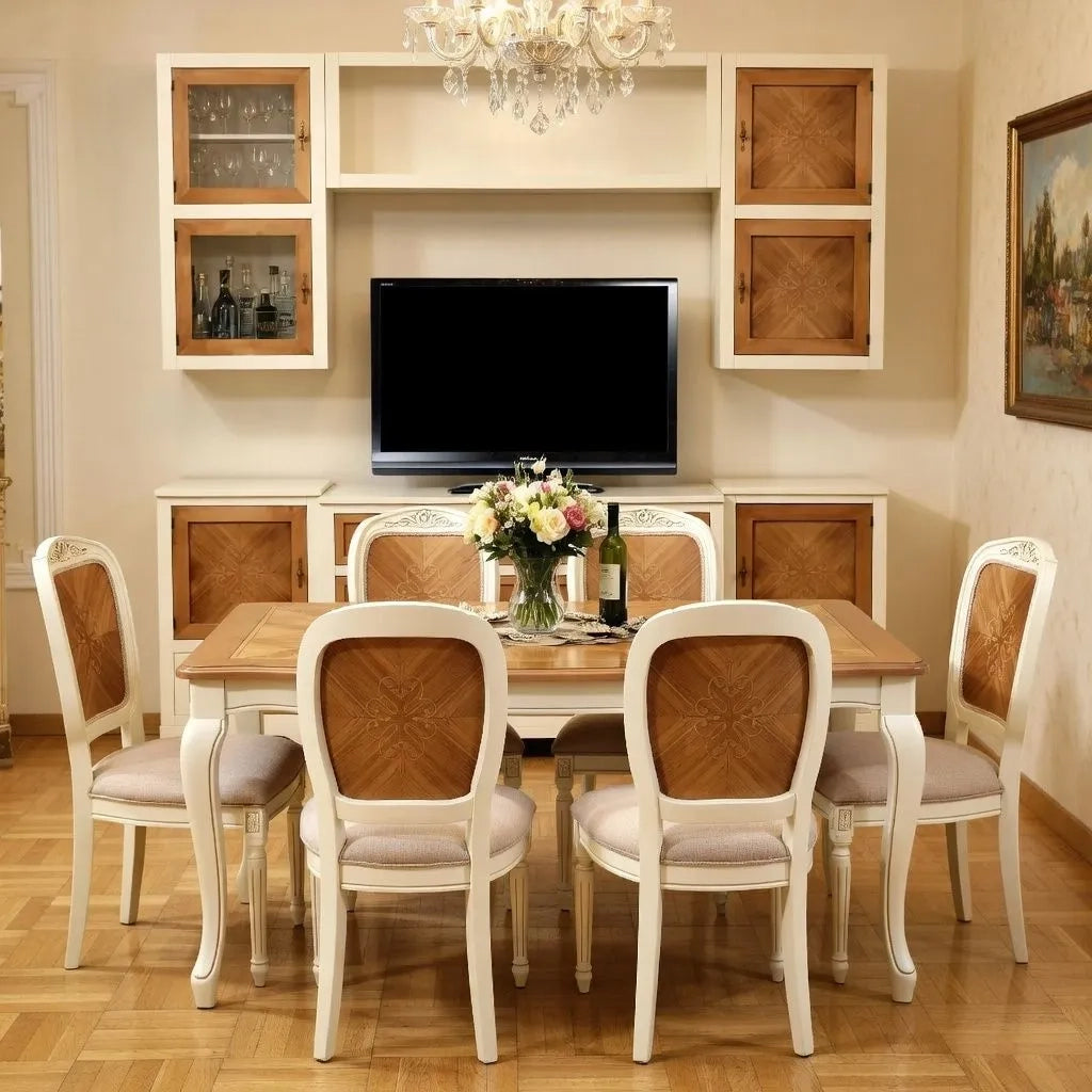 Parete attrezzata in legno avorio/noce grano 260x65 - Mobili 2G